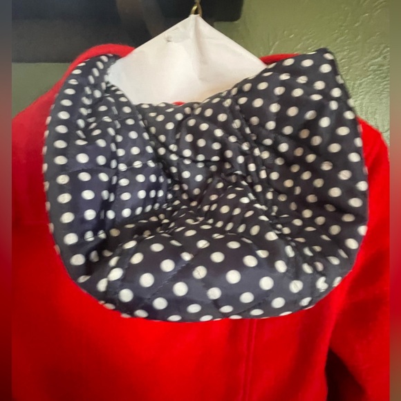Brand: Cherokee. Size: XL 14/16 Red coat w blue white polka doted coat lining. - Picture 6 of 6